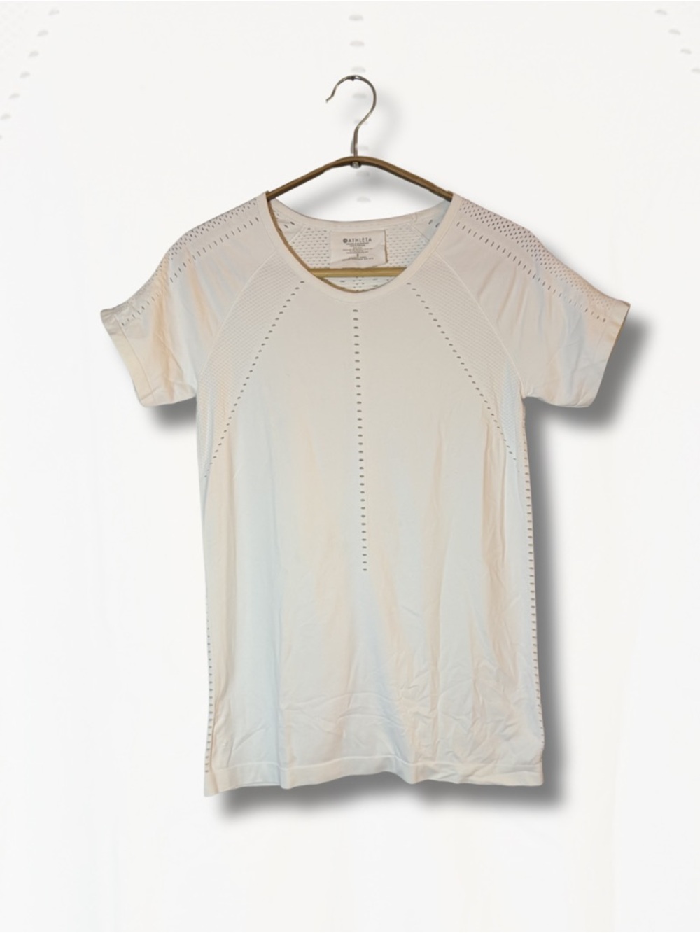 Athleta Cream Short Sleeve Performance Top
